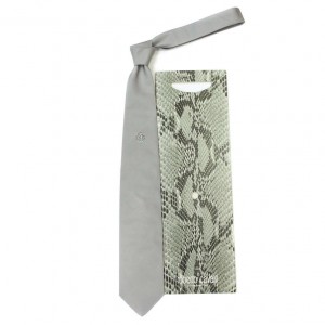 Серебристый галстук с логотипом Roberto Cavalli без рисунка
