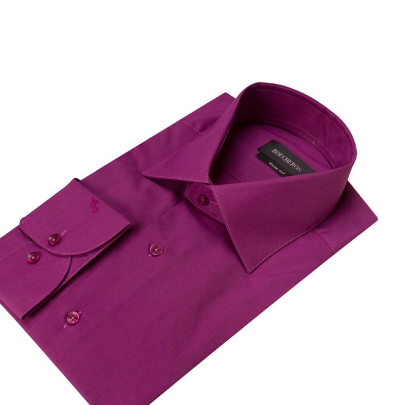 Рубашка фиолетовая однотонная приталенная