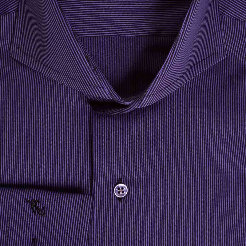 Рубашка фиолетовая в продольную полоску приталенная