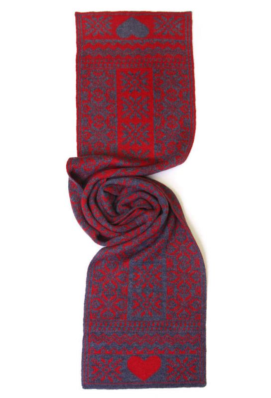 Тёплый шарф Moschino, красно-синий, с узором