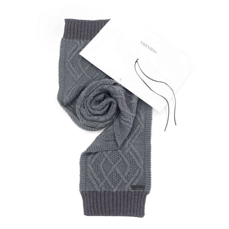 Тёплый шарф Valentino, серый, из шерсти