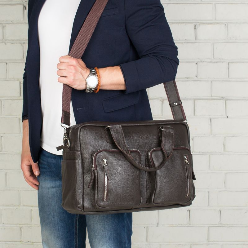 Кожаная сумка Lakestone Kingston Brown