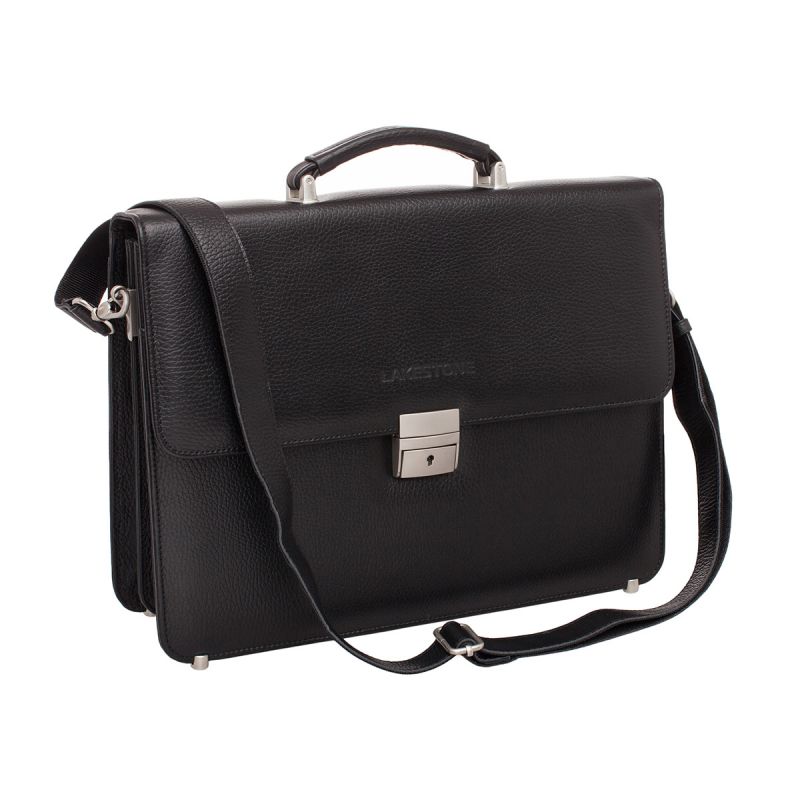 Кожаный портфель Lakestone Braydon Black (F), чёрный