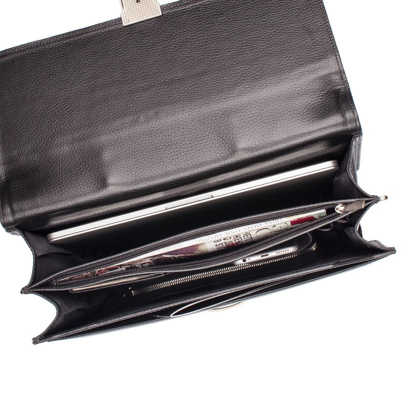Кожаный портфель Lakestone Braydon Black (F), чёрный