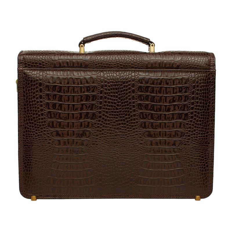 Кожаный портфель Lakestone Braydon Brown Caiman, коричневый