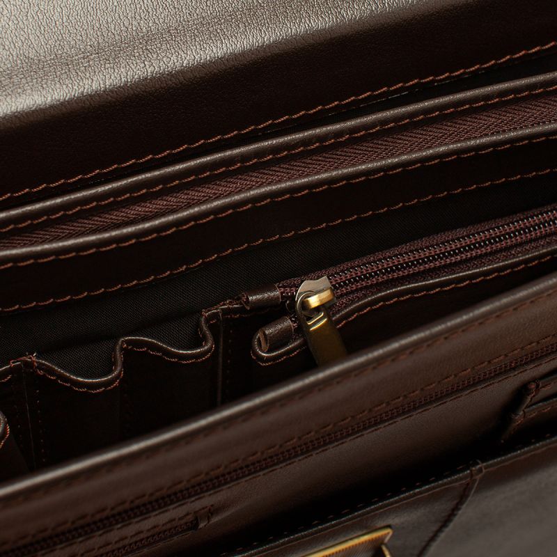 Кожаный портфель Lakestone Harmer Brown, коричневый