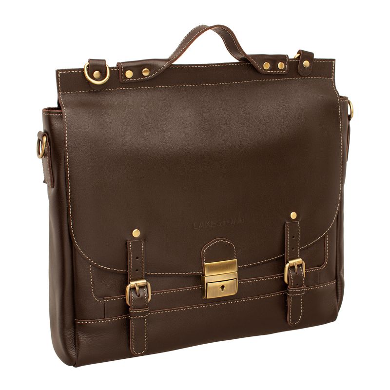 Кожаный портфель Lakestone Bamfield Brown, коричневый