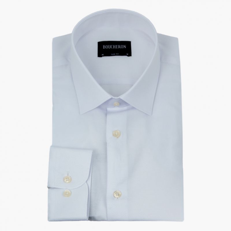 Рубашка белая однотонная, с выделкой, приталенная