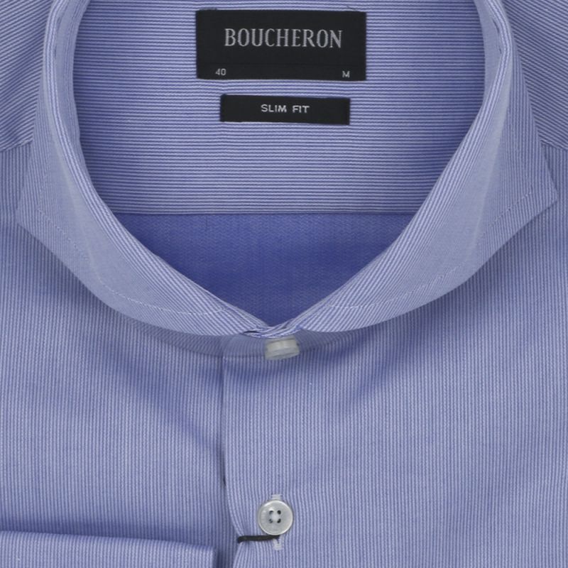 Рубашка лиловая в полоску, удлиненная, приталенная, Non Iron