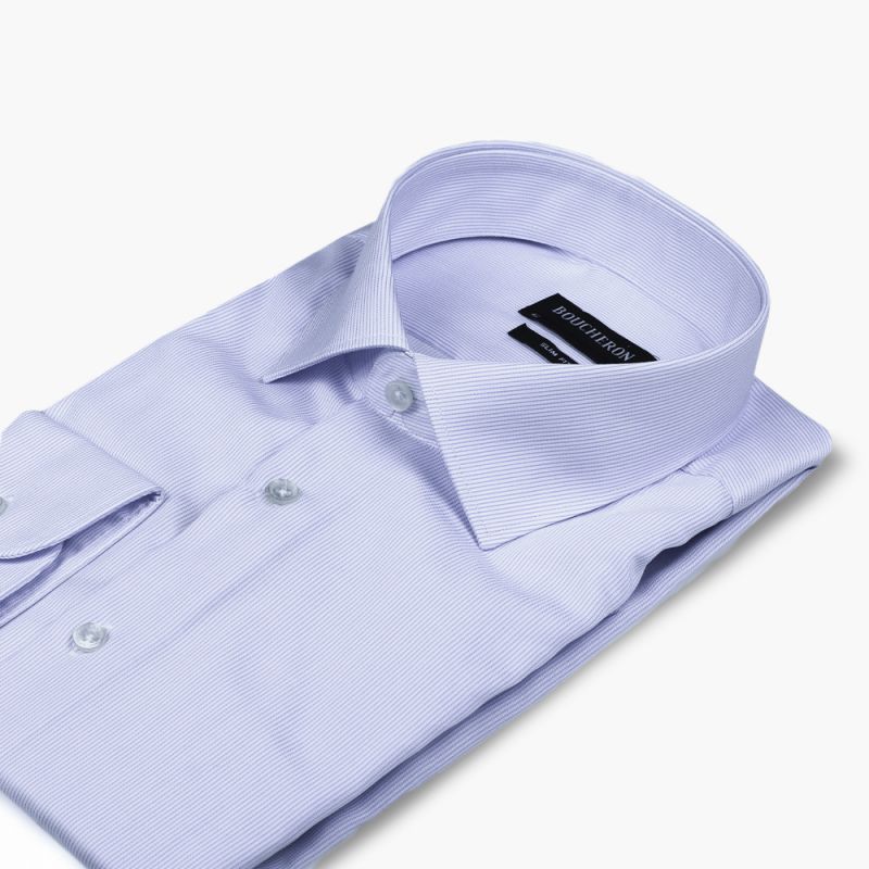 Рубашка лиловая в полоску, приталенная, non iron
