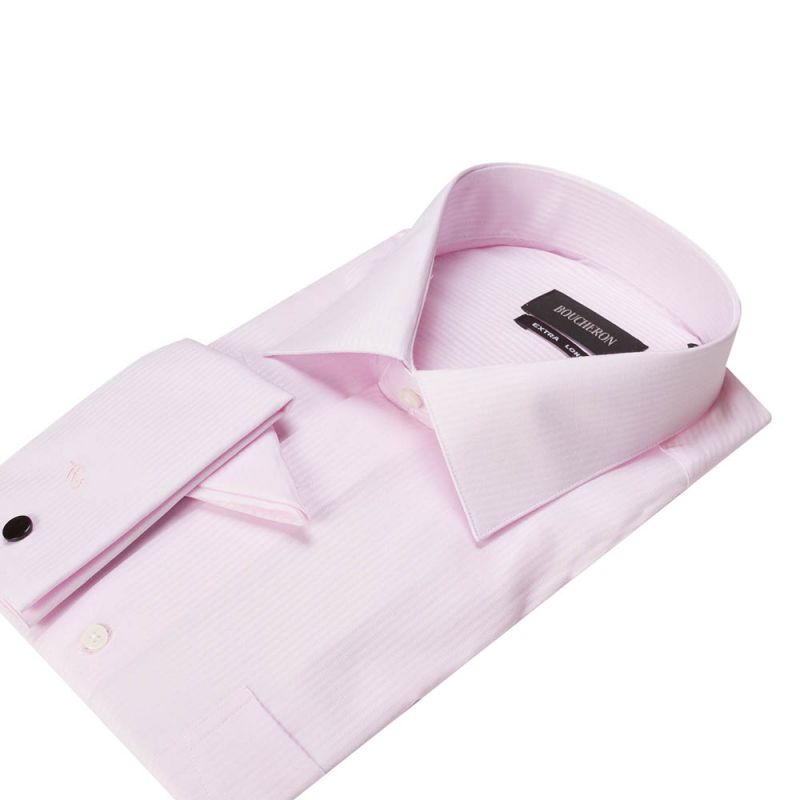 Рубашка розовая в полоску неприталенная и удлинённая