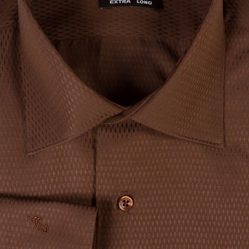 Рубашка коричневая приталенная и удлинённая
