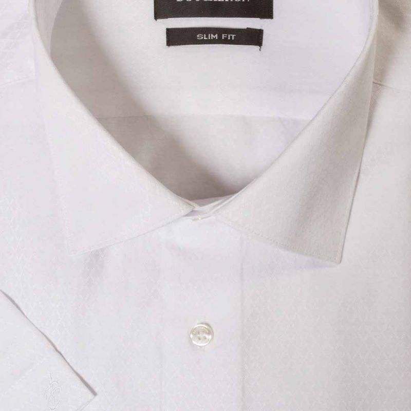 Рубашка белая с выделкой с короткими рукавами приталенная