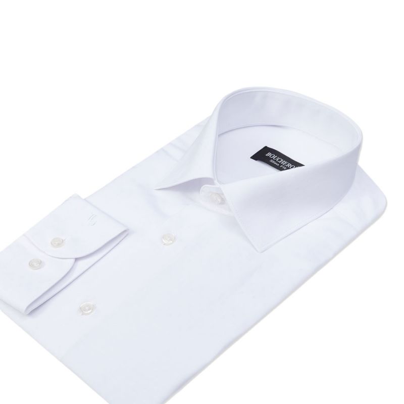 Рубашка белая, однотонная, приталенная