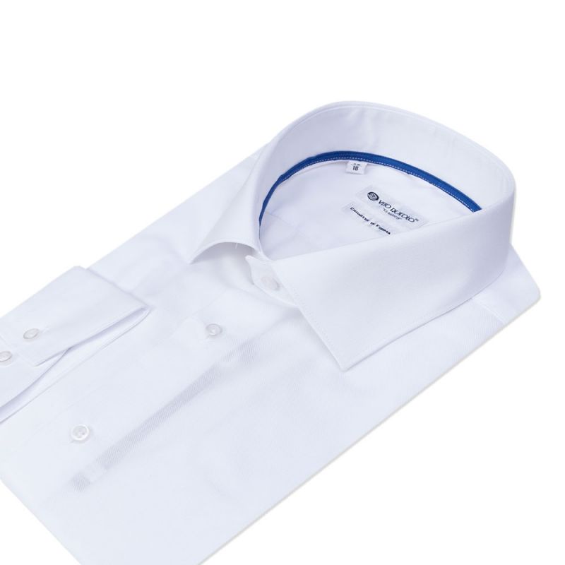 Рубашка белая, однотонная, полуприталенная