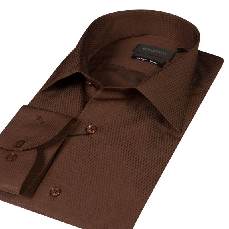 Рубашка коричневая с выделкой неприталенная и удлинённая