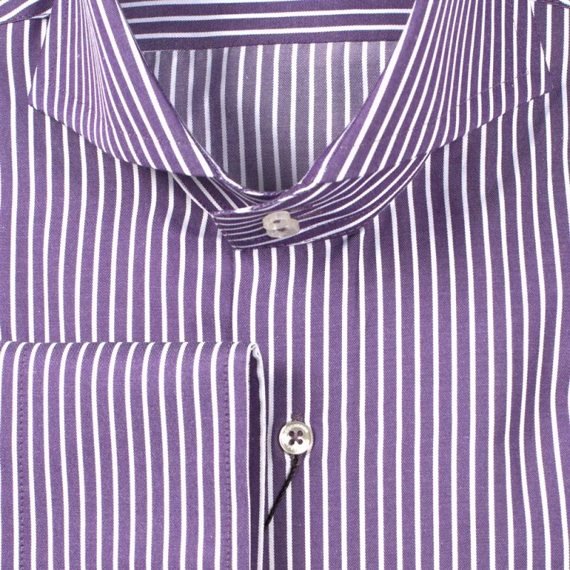 Рубашка фиолетовая в полоску приталенная
