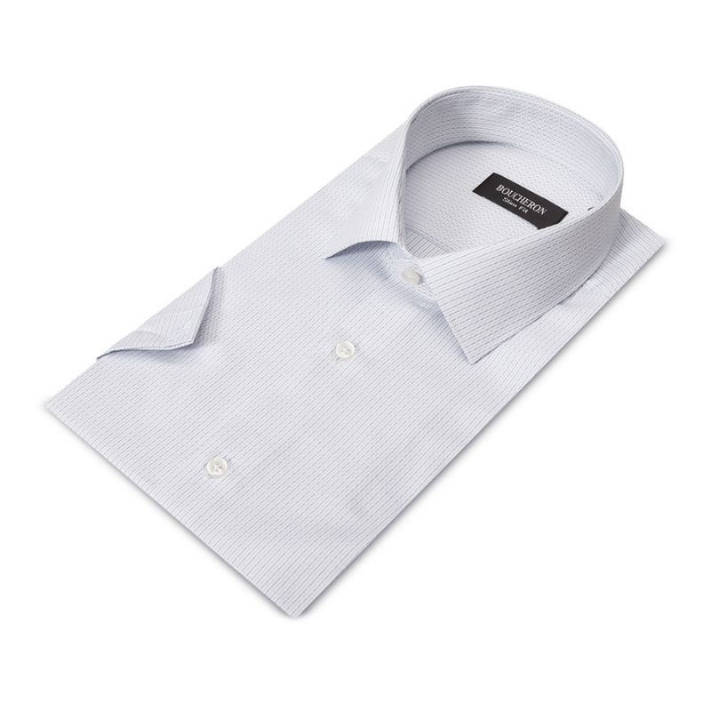Рубашка белая с выделкой, приталенная с короткими рукавами