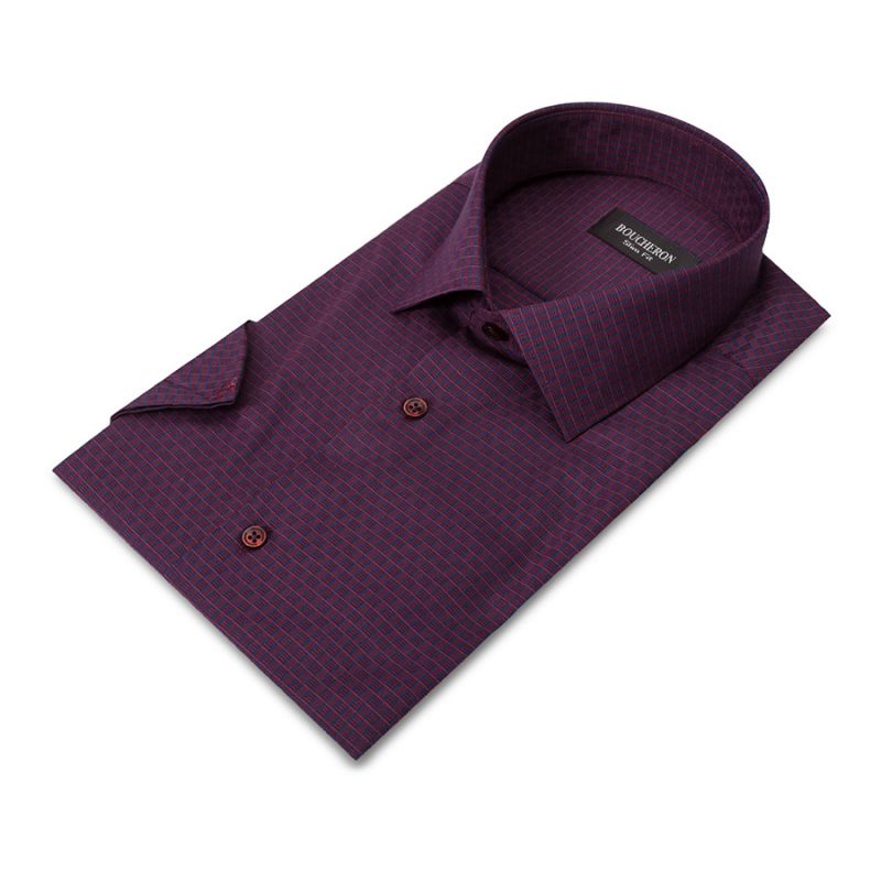 Рубашка фиолетовая в полоску, приталенная