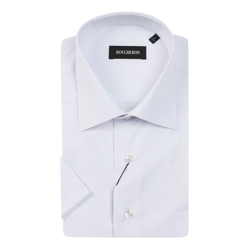 Рубашка белая с выделкой, с короткими рукавами, неприталенная