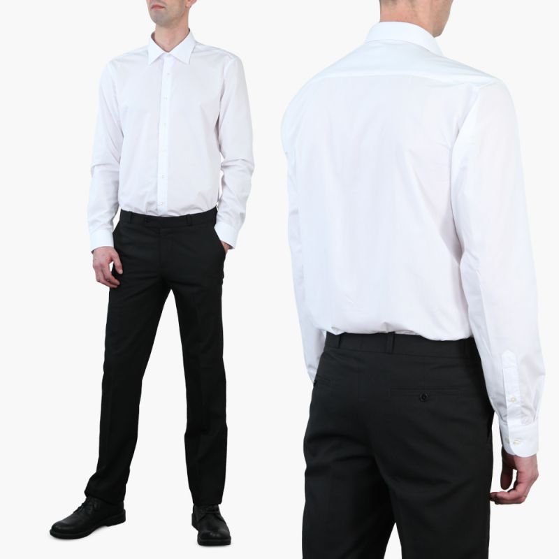 Рубашка белая однотонная приталенная удлинённая