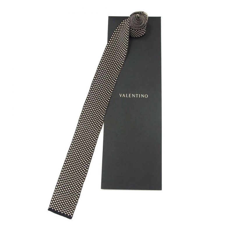 Вязаный чёрный галстук из шёлка Valentino