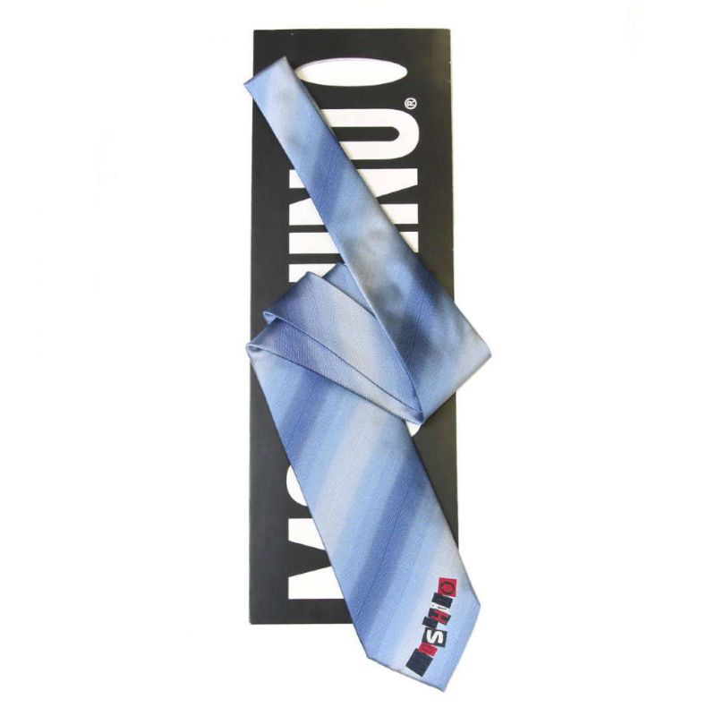 Голубой шёлковый галстук с логотипом Moschino
