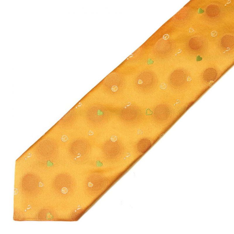 Золотой шёлковый галстук Moschino в горошек