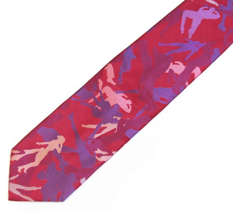 Розовый шёлковый галстук Moschino с фигурами танцующих