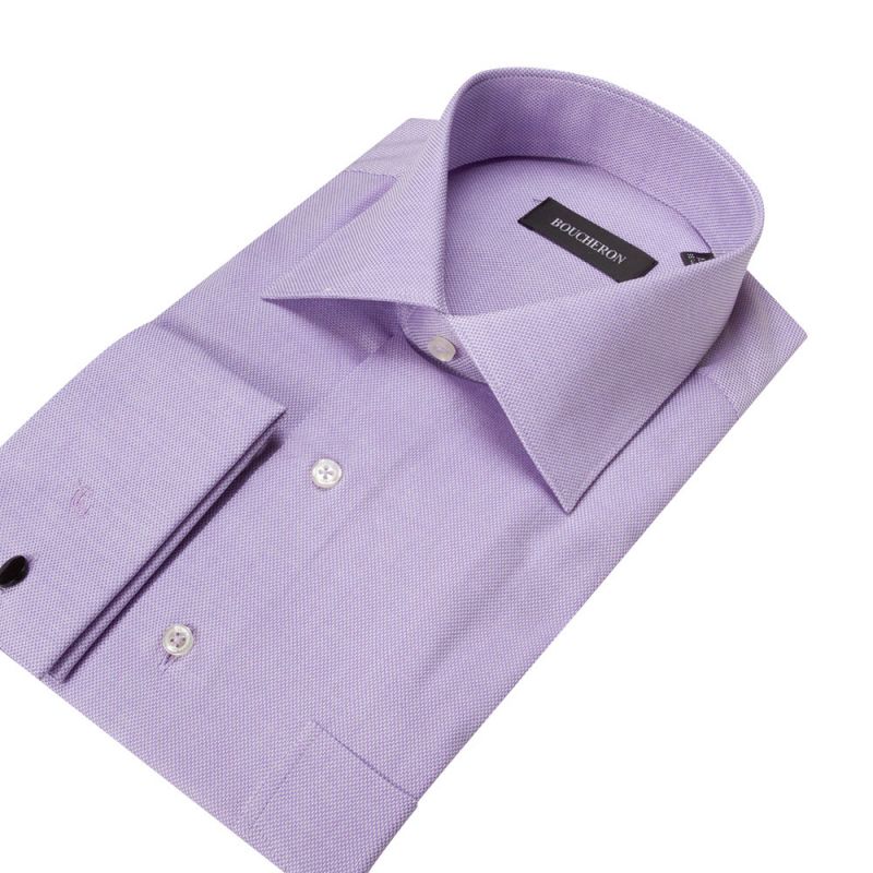 Рубашка светло-лиловая с выделкой неприталенная под запонки