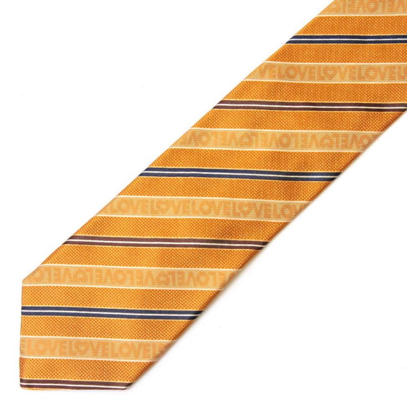 Оранжевый шёлковый галстук Moschino в полоску
