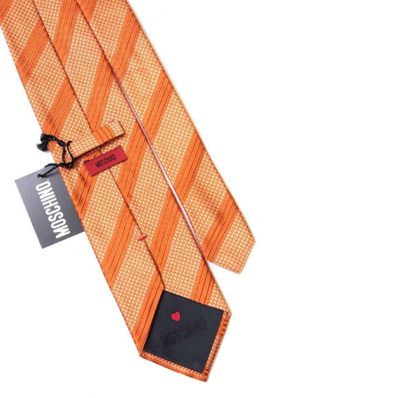 Оранжевый шёлковый галстук Moschino с мелким рисунком