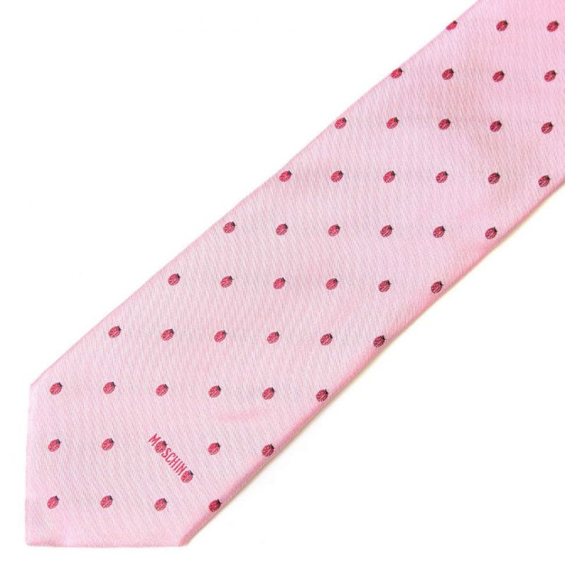 Розовый галстук Moschino с божьими коровками