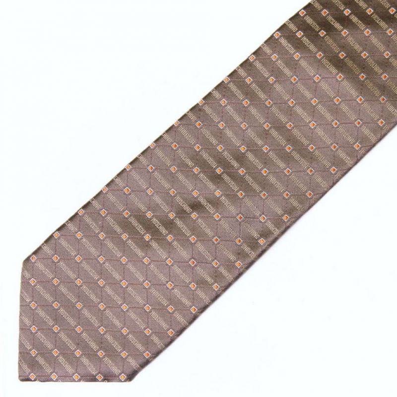 Светло-коричневый шёлковый галстук Moschino с узором