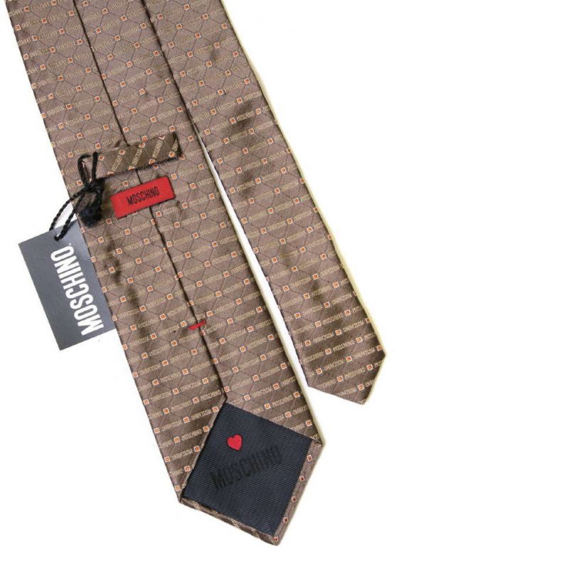 Светло-коричневый шёлковый галстук Moschino с узором