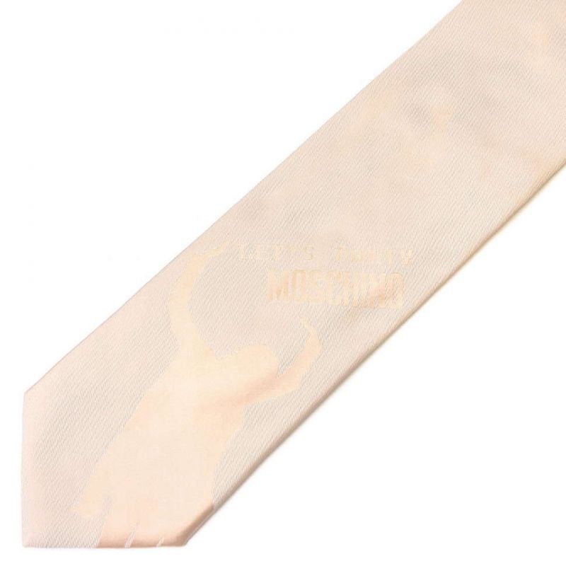 Бежевый шёлковый галстук Moschino с рисунком