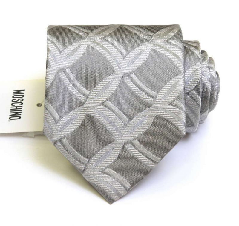 Серый шёлковый галстук Moschino с узором