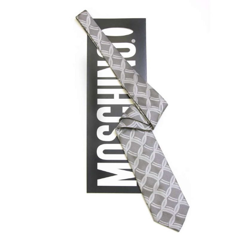Серый шёлковый галстук Moschino с узором