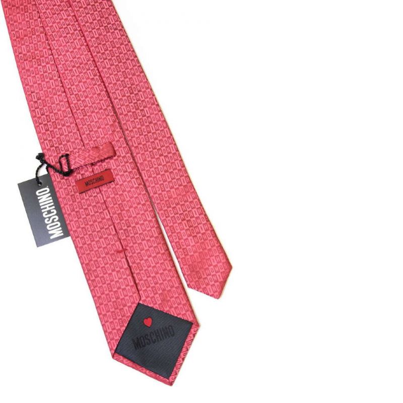 Розовый шёлковый галстук Moschino с мелким принтом
