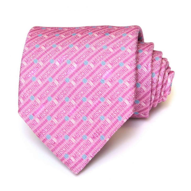 Розовый шёлковый галстук Moschino с мелким рисунком