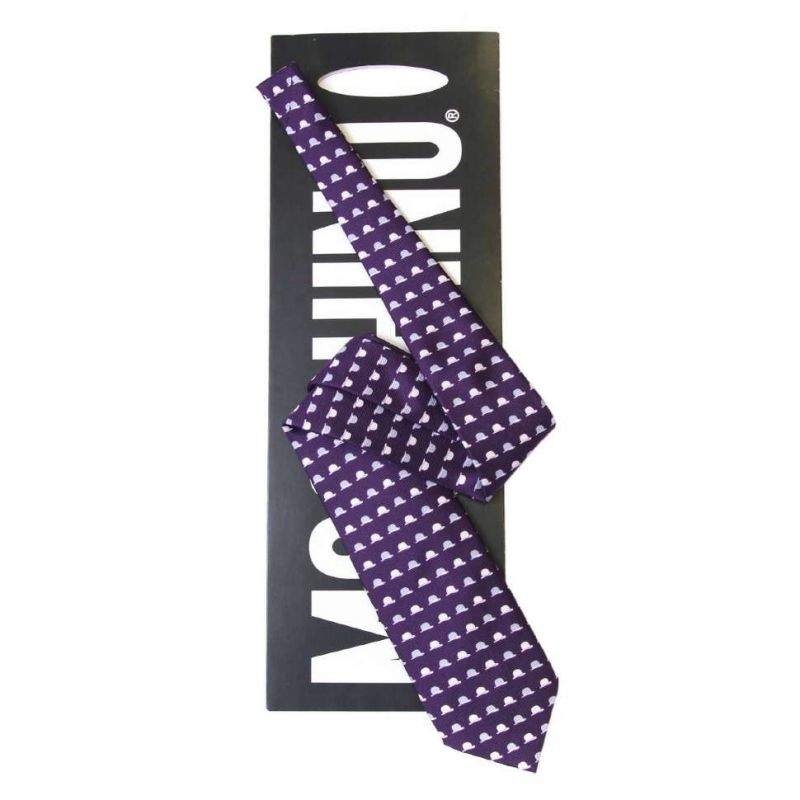 Фиолетовый галстук из шёлка Moschino с шляпками