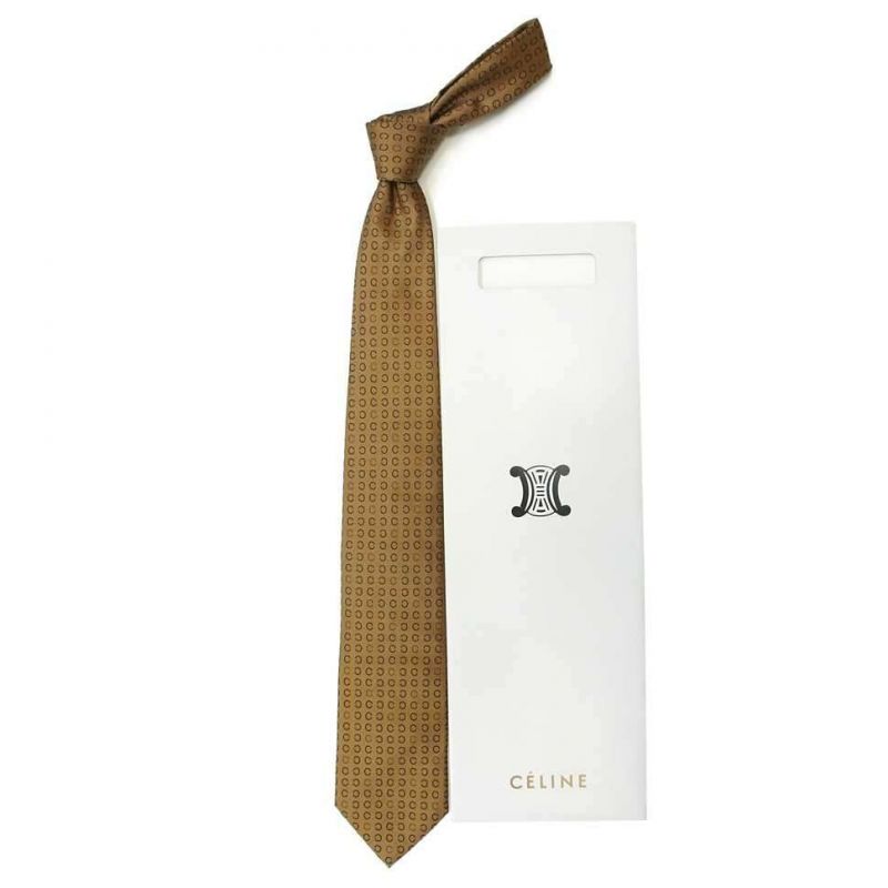 Коричневый шёлковый галстук с буквами C Celine