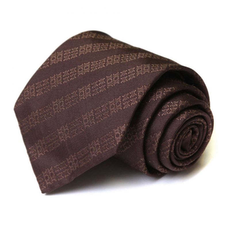 Тёмно-коричневый шёлковый галстук Celine в полоску