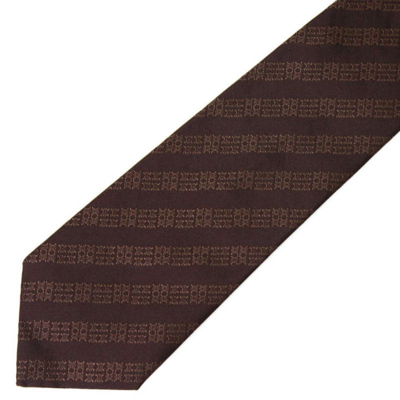 Тёмно-коричневый шёлковый галстук Celine в полоску