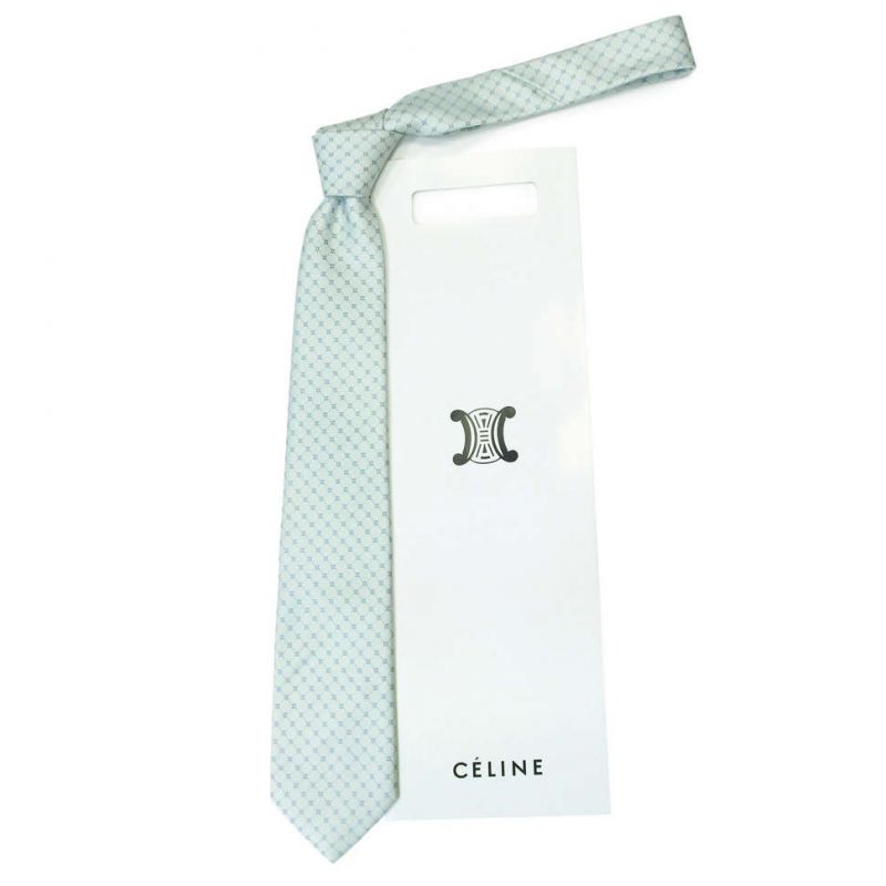 Нежно-голубой шелковый галстук Celine в ромбик