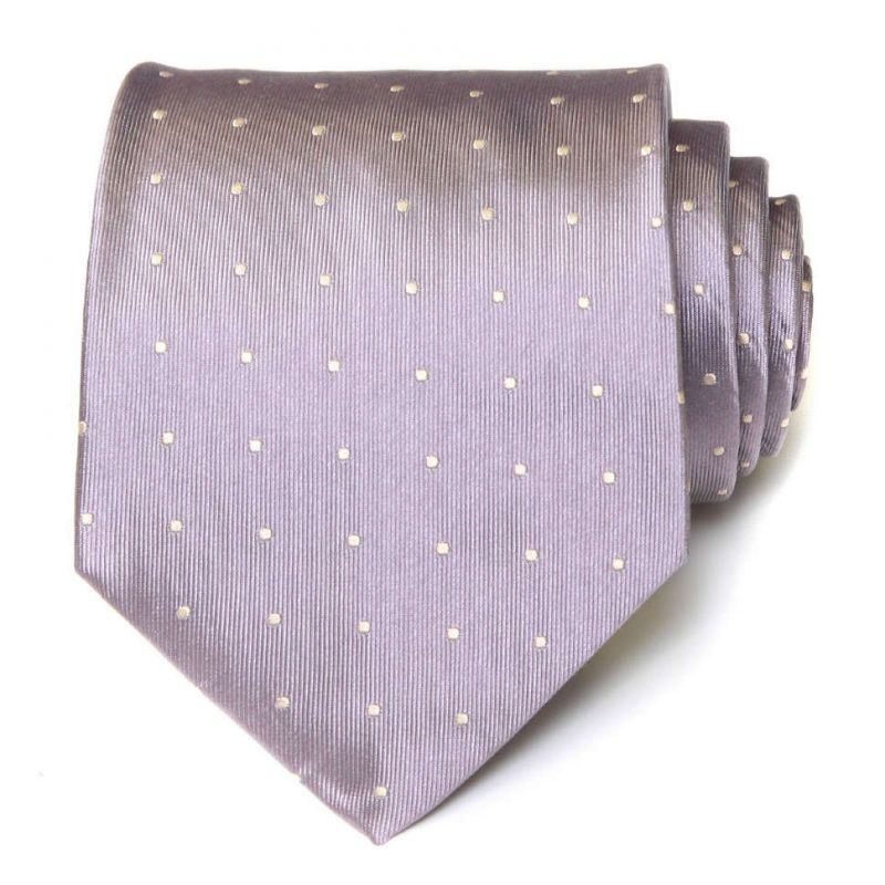 Сиреневый шелковый галстук Celine в горошек