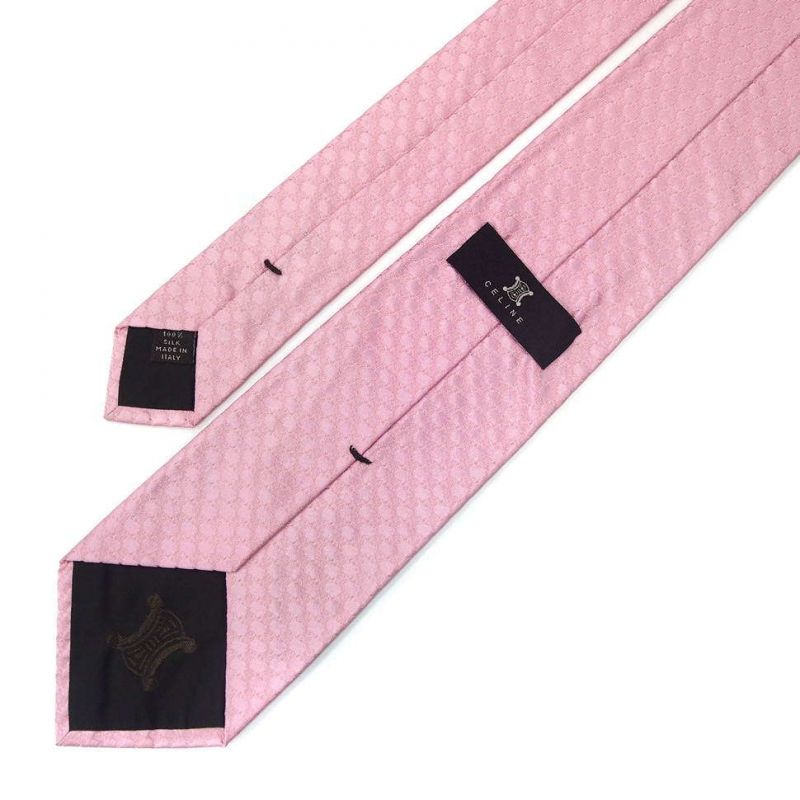 Нежно-розовый шелковый галстук Celine с выделкой
