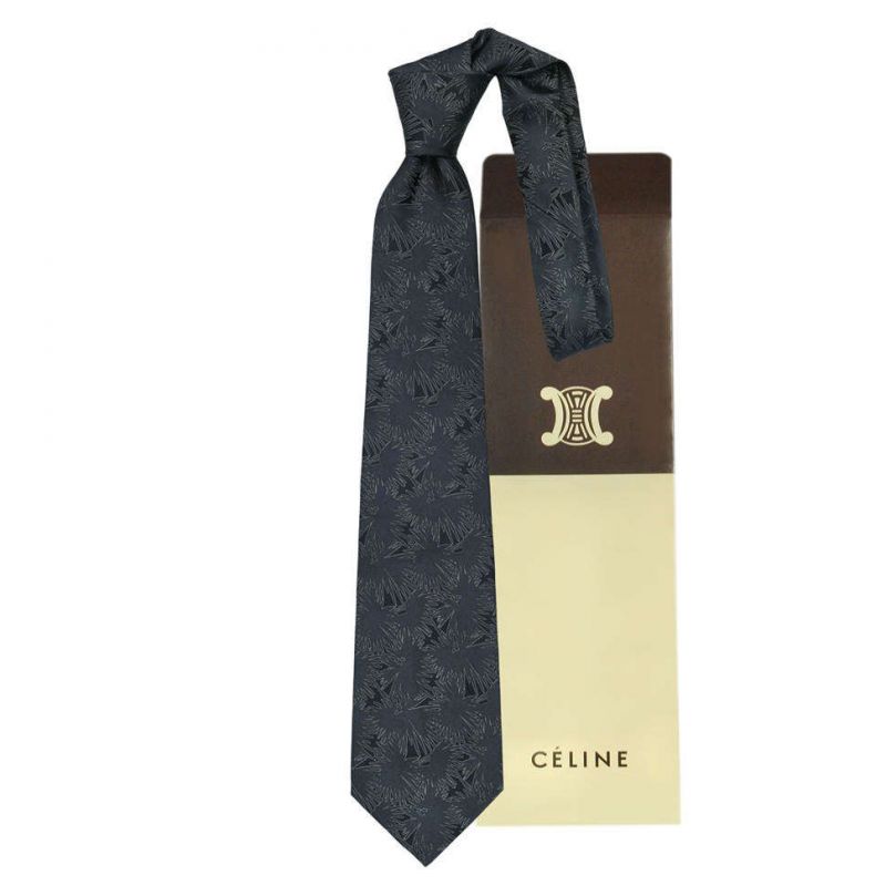 Тёмно-серый шелковый галстук Celine с абстрактным узором