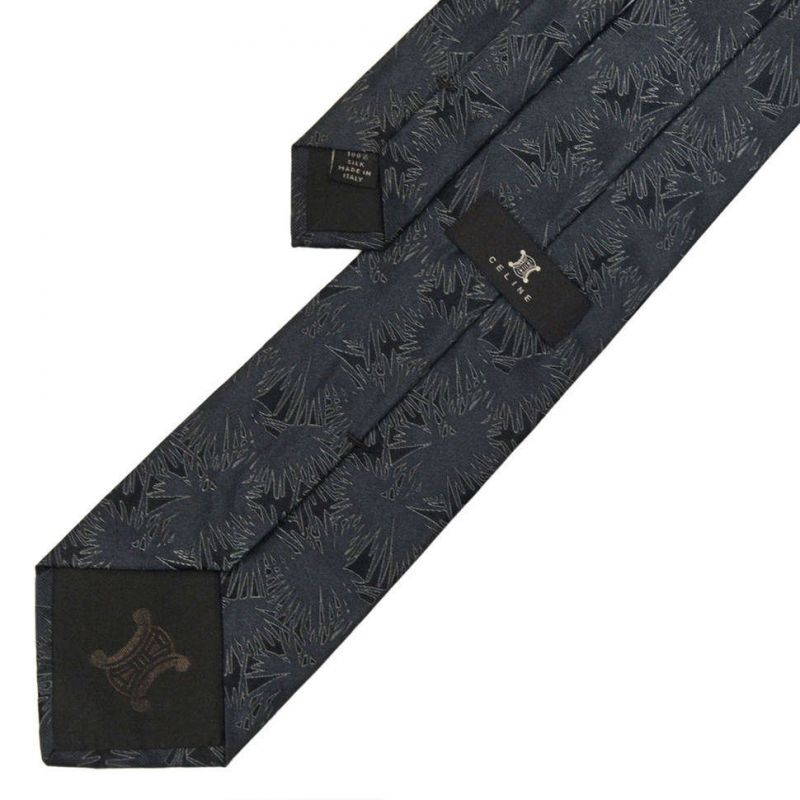 Тёмно-серый шелковый галстук Celine с абстрактным узором