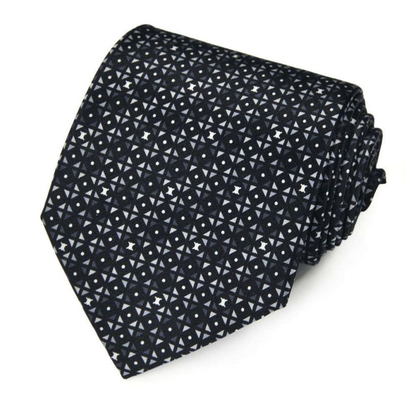 Серый шелковый галстук Celine с геометрическим рисунком